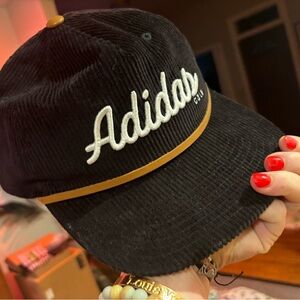 adidas - Leather/Corduroy Black Five-Panel Rope Hat